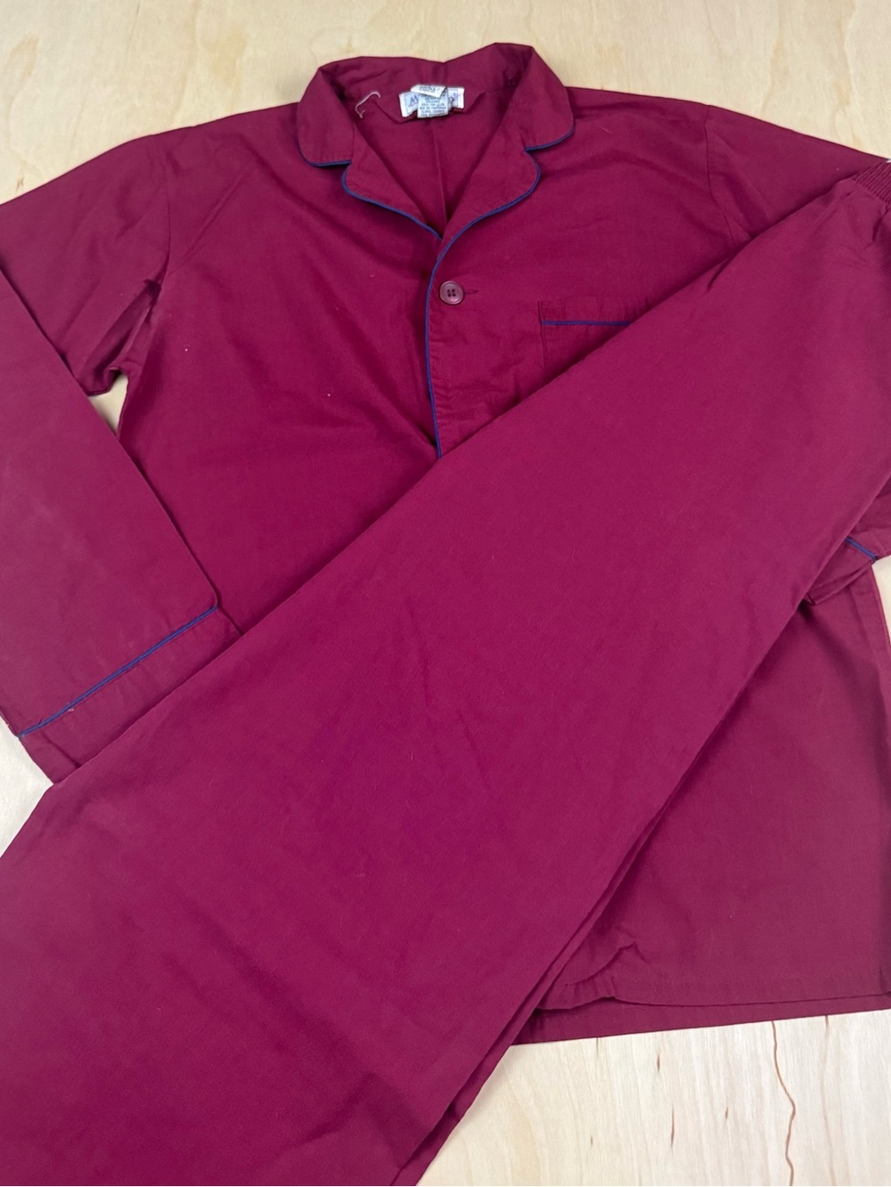 Children's Burgundy Pajama Set with Contrast Piping